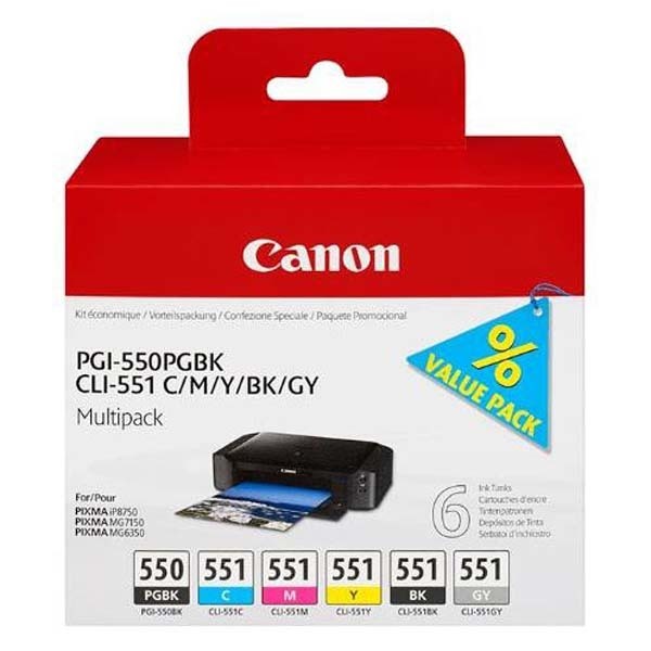 Canon Tusz PGI-550/CLI-551 Multipack PGBK/C/M/Y/BK/GY. black/color